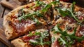 Gourmet Truffle Pizza with Prosciutto and Arugula Royalty Free Stock Photo