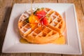 Gourmet Waffles and strawberries Royalty Free Stock Photo