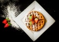 Gourmet Waffles and strawberries Royalty Free Stock Photo