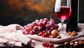 Gourmet wine, fresh fruit, autumn celebration a rustic delight generated by AI Royalty Free Stock Photo