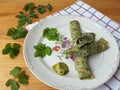 Goutweed green omelet on plate, organic food