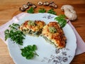 Goutweed vegetables gratin on plate, green organic food