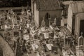 Cemetery with crypts and marble tombs