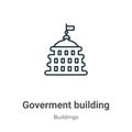 Goverment building outline vector icon. Thin line black goverment building icon, flat vector simple element illustration from