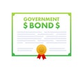 Government bonds icon. Financial supply. Vector stock illustration.