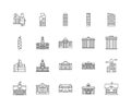 Government building line icons, signs, vector set, outline illustration concept Royalty Free Stock Photo