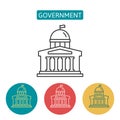 Government building outline icons set.