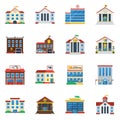 Government Buildings Flat Color Icon Set Royalty Free Stock Photo