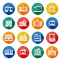 Government Buildings Flat Icons Royalty Free Stock Photo