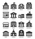 Government buildings icon set