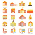 Government buildings icons set Royalty Free Stock Photo