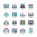 Government buildings vector flat icons set Royalty Free Stock Photo