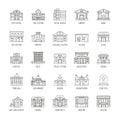 Government buildings vector thin line icons set Royalty Free Stock Photo