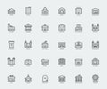 Government and City Buildings Vector Icons in Thin Line Style Royalty Free Stock Photo