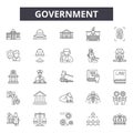 Government concept line icons, signs, vector set, outline illustration concept Royalty Free Stock Photo