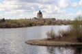 Saskatchewan Legislature building reflected bright sky Wascana Lake Royalty Free Stock Photo