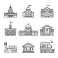 Government and education buildings set Royalty Free Stock Photo