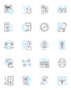 Government funding linear icons set. Grants, Subsidies, Loans, Budget, Allocation, Appropriation, Fiscal line vector and