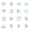 Government funding linear icons set. Grants, Subsidies, Loans, Budget, Allocation, Appropriation, Fiscal line vector and