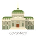 Government house icon. Community administration building facade