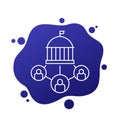government icon with people, linear vector Royalty Free Stock Photo