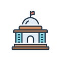 Color illustration icon for government, courthouse and architecture