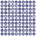 100 government icons hexagon purple