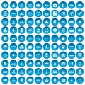 100 government icons set blue