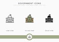 Government icons set vector illustration with solid icon line style. Politics public election concept. Royalty Free Stock Photo