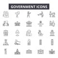 Government line icons for web and mobile design. Editable stroke signs. Government outline concept illustrations