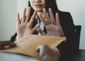 Government officials raise the hand refusing money to take the bribe money from business man the concept of corruption and anti Royalty Free Stock Photo