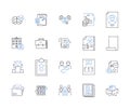 Government paperwork line icons collection. Bureaucracy, Forms, Licenses, Permits, Applications, Certificates