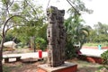 Rock carving inside Bharathi Park in Puducherry, India