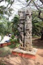 Rock carving inside Bharathi Park in Puducherry, India