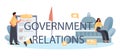 Government relations typographic header. Political party or political