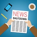 Government Shut Down News Means United States Political Shutdown Royalty Free Stock Photo