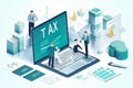 Government taxes and calculation tax return concept , Tax return online for tax payment , Government, state taxes, paperwork