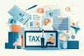 Government taxes and calculation tax return concept , Tax return online for tax payment , Government, state taxes, paperwork