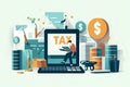 Government taxes and calculation tax return concept , Tax return online for tax payment , Government, state taxes, paperwork