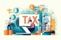 Government taxes and calculation tax return concept , Tax return online for tax payment , Government, state taxes, paperwork