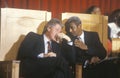 Governor Bill Clinton converses with Reverend Otis Moss at the Olivet Baptist Church in Cleveland, Ohio during the Clinton/Gore Royalty Free Stock Photo