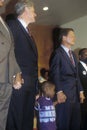 Governor Bill Clinton and Senator Al Gore attend service at the Olivet Baptist Church in Cleveland, Ohio during the Clinton/Gore Royalty Free Stock Photo