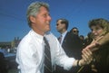 Governor Bill Clinton shakes hands during the Clinton/Gore 1992 Buscapade Great Lakes campaign tour