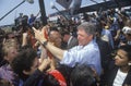 Governor Bill Clinton shakes hands at an unscheduled bus stop on the Clinton/Gore 1992 Buscapade campaign tour in Texas