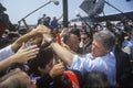 Governor Bill Clinton shakes hands at an unscheduled bus stop on the Clinton/Gore 1992 Buscapade campaign tour in Texas