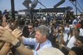 Governor Bill Clinton shakes hands at an unscheduled bus stop on the Clinton/Gore 1992 Buscapade campaign tour in Texas