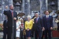 Governor Bill Clinton speaks at Arneson River during the Clinton/Gore 1992 Buscapade campaign tour in San Antonio, Texas