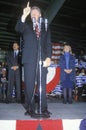 Governor Bill Clinton speaks at a Michigan campaign rally in 1992 on his final day of campaigning, Detroit, Michigan