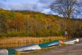 Governor Dodge State Park - Canoes Lined Up Royalty Free Stock Photo