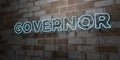 GOVERNOR - Glowing Neon Sign on stonework wall - 3D rendered royalty free stock illustration